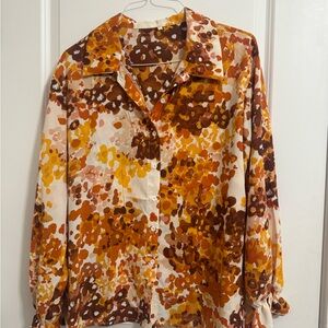 Autumn Floral Button-Up Blouse